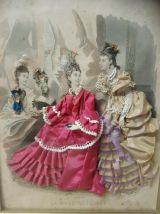 2 gravures encadrées fin 19ème siècle "La mode illustrée"