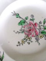 Trio d'assiettes à la rose Lunéville Keller &amp; Guérin