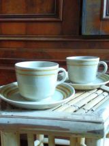 2 tasses et 2 sous tasses - Atelier d'art de Lorraine 