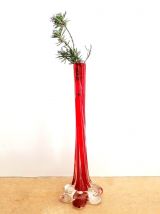 Soliflore rouge style Murano, vers 1970