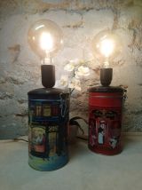 Lot de 2 lampes de chevets déco récup' upcycling "Café"