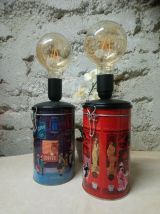 Lot de 2 lampes de chevets déco récup' upcycling "Café"