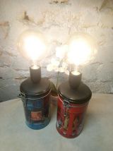 Lot de 2 lampes de chevets déco récup' upcycling "Café"