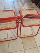 2 chaises Nic Cormano, pliables, métal, années 70.