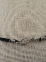 Collier artisanat Pérou malachite et bambou Vintage