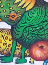 Peinture originale sur bloc de béton.  Art surréaliste. 