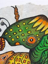 Peinture originale sur bloc de béton.  Art surréaliste. 