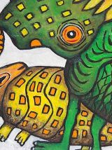 Peinture originale sur bloc de béton.  Art surréaliste. 