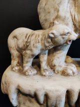 ourse et son ourson en plâtre art déco