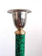 Paire de bougeoirs style malachite art déco 