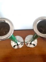 Paire de bougeoirs style malachite art déco 