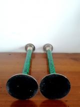 Paire de bougeoirs style malachite art déco 