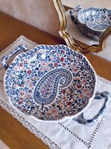 Coupe en faïence de Gien, France - forme melonnière à anses 