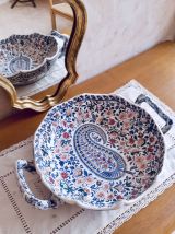 Coupe en faïence de Gien, France - forme melonnière à anses 