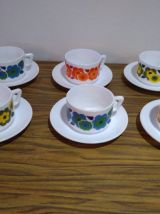 Lot 6 Tasses et sous Tasses Arcopal Lotus Vintage TBE