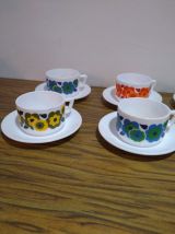 Lot 6 Tasses et sous Tasses Arcopal Lotus Vintage TBE