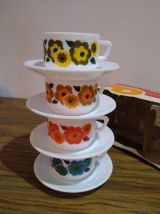 Lot de 4 tasses /Sous Tasses Expresso Arcopal Lotus NEUVES V
