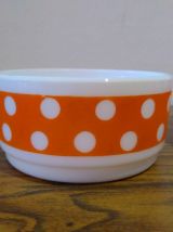 Lot Saladier et ramequin Arcopal Polka Orange TBE