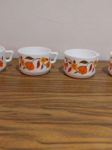 4 tasses à café Arcopal décor fleurs vintage TBE