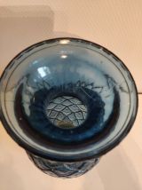 vase ananas en verre bleu
