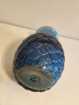 vase ananas en verre bleu