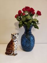 vase ananas en verre bleu