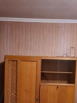 Meuble secrétaire armoire bois rotin vintage