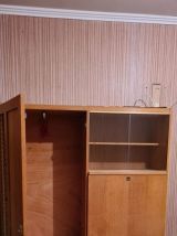 Meuble secrétaire armoire bois rotin vintage