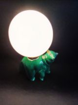 lampe ours en céramique verte et or