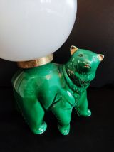 lampe ours en céramique verte et or