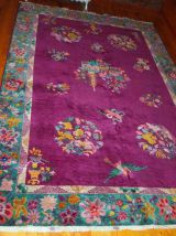 Tapis ancien Chinois Art Deco fait main, 1B870