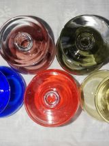Série de verres à cognac colorés vintage
