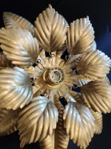 applique murale feuilles métal doré