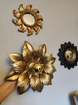 applique murale feuilles métal doré