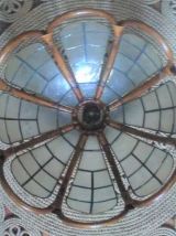 Suspension/abat jour en rotin et en nacre (années 60)