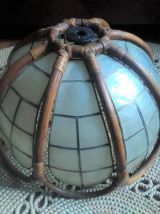 Suspension/abat jour en rotin et en nacre (années 60)