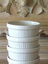 4 ramequins vintage en céramique blanche