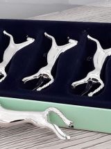 6 porte couteaux chevaux métal chromé