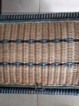 Petit meuble rangement panière osier rotin vintage