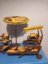 Set jardin poupée vintage année 70 