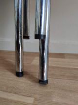 chaises pliantes métal chromé et tissu vert chiné