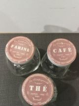 Trio de bocaux '' La campagnarde'' Thé, Café, Farine 