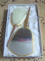 Charmant coffret miroir à main et brosse (Angleterre)