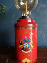 Lampe vintage chevet  bureau métal ronde rouge "Jackson Tea"