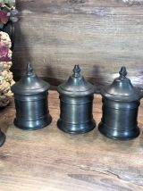 Série de 5 Pots à Epices - Etain 95% - Vintage - TBE