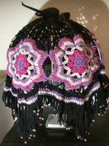 Abat-jour vintage crochet macramé et perles