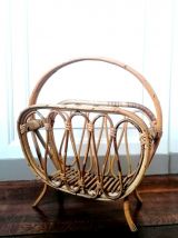 Porte-revues en rotin, années 1960 