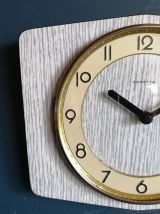 Horloge formica vintage pendule silencieuse "Vedette gris"