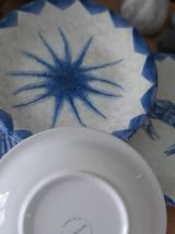 4 assiettes plates et creuses, déco vie marine bord de mer,