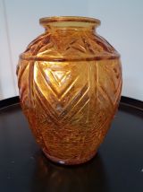 Vase en verre craquelé couleur caramel